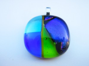 patchwork blue and green pendant