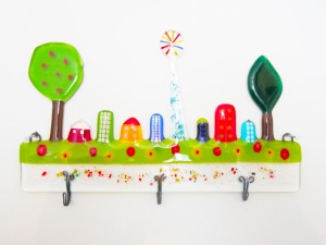 Colourful Town with hooks to hold keys