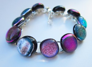 bracelet with dichroic cabochons